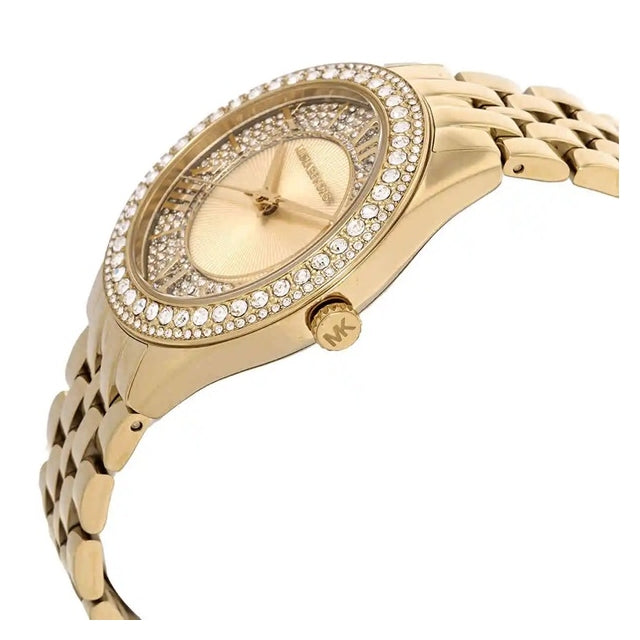  Shop Authentic Michael Kors Harlowe Three-Hand Quartz Gold Dial Gold Steel Strap Watch For Women - MK4709 - Luxxuri