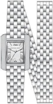  Shop Authentic Michael Kors Emery Pave Double Wrap White Dial Silver Steel Strap Watch for Women - MK4834 - Luxxuri