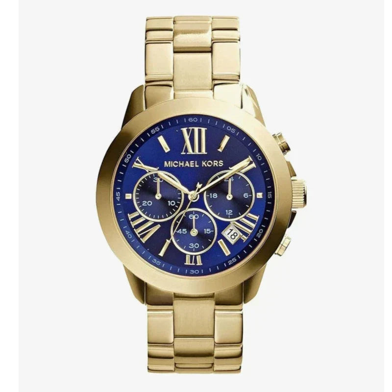  Shop Authentic Michael Kors Bradshaw Chronograph Blue Dial Gold Steel Strap Watch For Women - MK5923 - Luxxuri