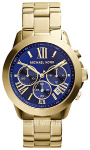  Shop Authentic Michael Kors Bradshaw Chronograph Blue Dial Gold Steel Strap Watch For Women - MK5923 - Luxxuri