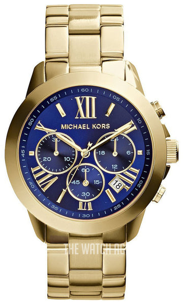  Shop Authentic Michael Kors Bradshaw Chronograph Blue Dial Gold Steel Strap Watch For Women - MK5923 - Luxxuri
