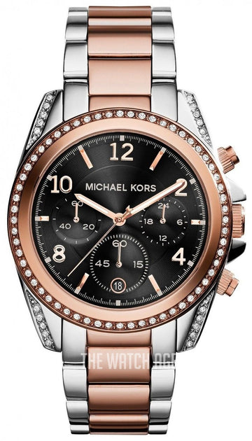  Shop Authentic Michael Kors Blair Chronograph Black Dial Two Tone Steel Strap Watch For Women - MK6093 - Luxxuri