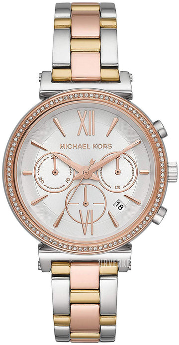  Shop Authentic Michael Kors Sofie Chronograph White Dial Two Tone Steel Strap Watch For Women - MK6688 - Luxxuri