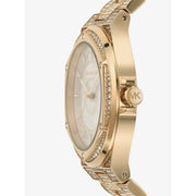  Shop Authentic Michael Kors Lennox Three Hand Crystals White Dial Gold Steel Strap Watch For Women - MK6991 - Luxxuri