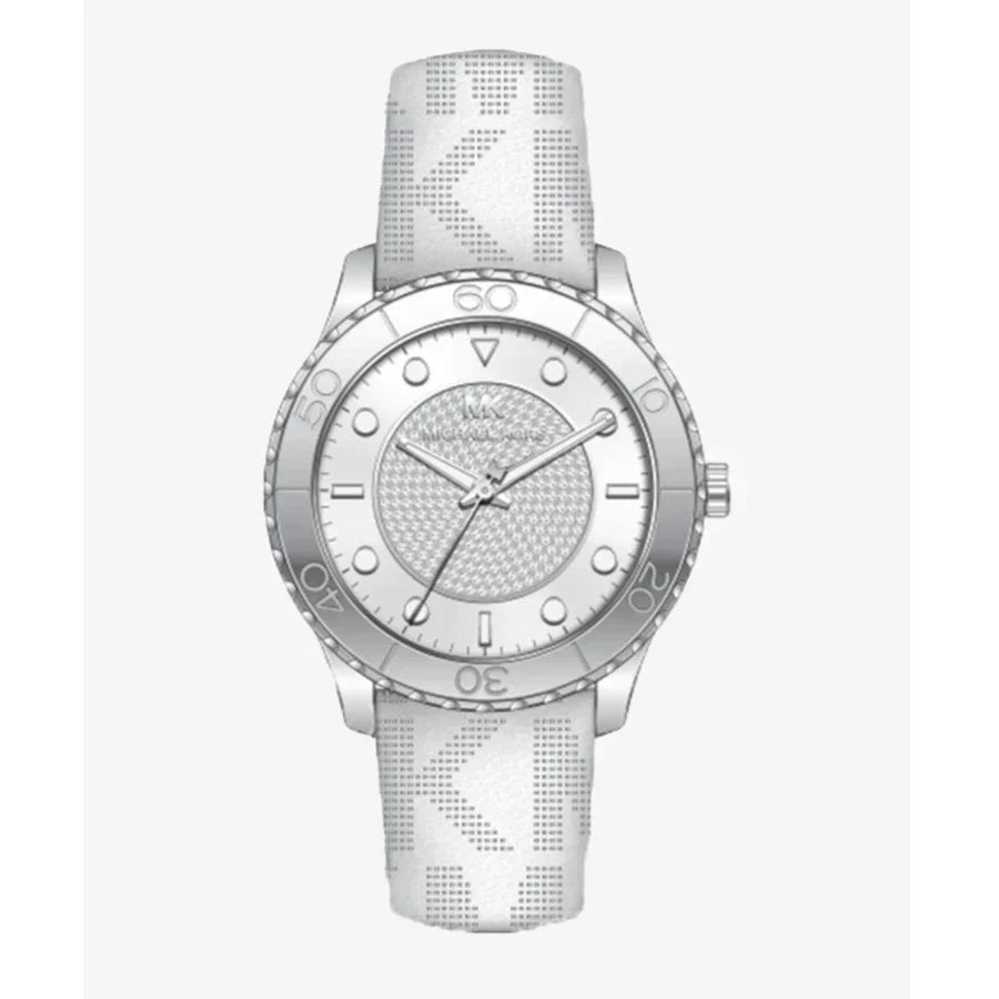  Shop Authentic Michael Kors Runway Three Hand White Dial White Leather Strap Watch For Women - MK6998 - Luxxuri