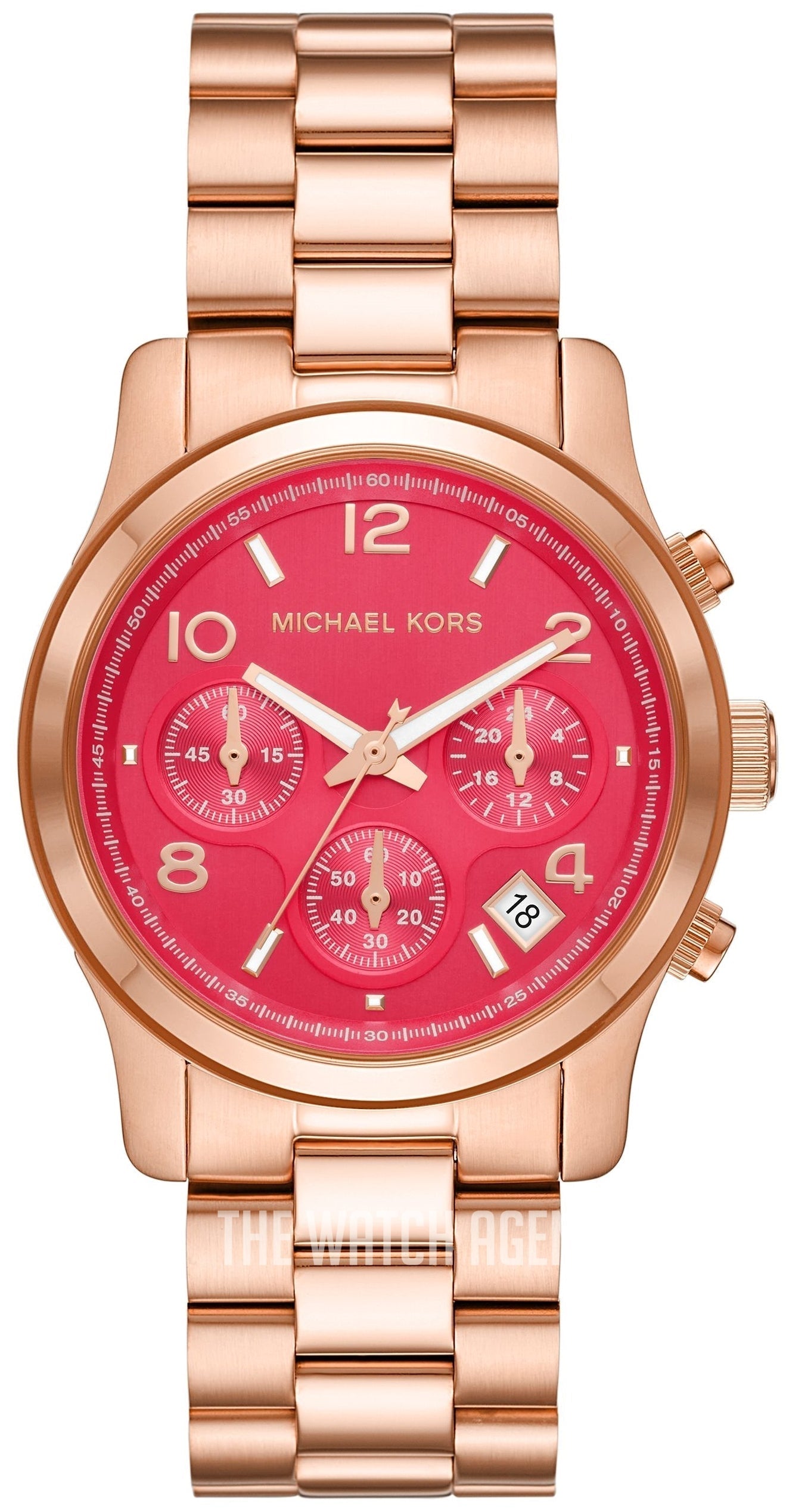  Shop Authentic Michael Kors Runway Chronograph Pink Dial Rose Gold Steel Strap Watch For Women - MK7352 - Luxxuri