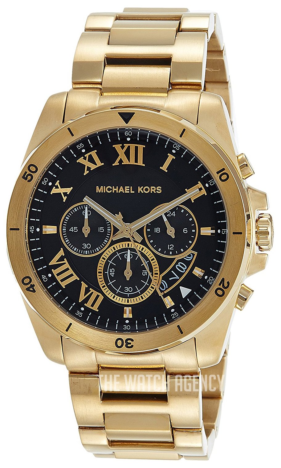 Shop Authentic Michael Kors Brecken Chronograph Quartz Black Dial Gold Steel Strap Watch For Men - MK8481 - Luxxuri