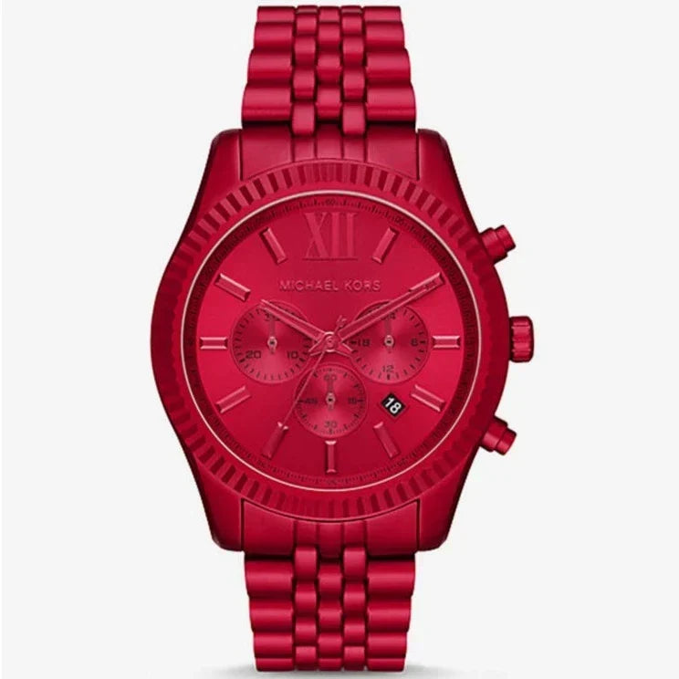  Shop Authentic Michael Kors Lexington Chronograph Red Dial Red Steel Strap Watch For Men - MK8814 - Luxxuri