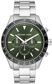  Shop Authentic Michael Kors Layton Chronograph Green Dial Silver Steel Strap Watch For Men - MK8912 - Luxxuri