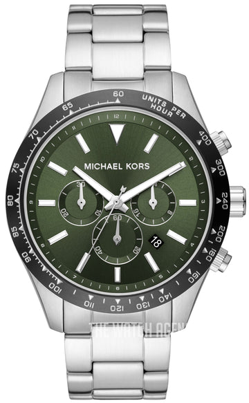  Shop Authentic Michael Kors Layton Chronograph Green Dial Silver Steel Strap Watch For Men - MK8912 - Luxxuri