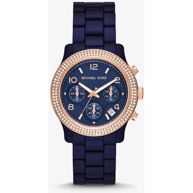  Shop Authentic Michael Kors Runway Chronograph Blue Dial Blue Steel Strap Watch for Women - MK7423 - Luxxuri