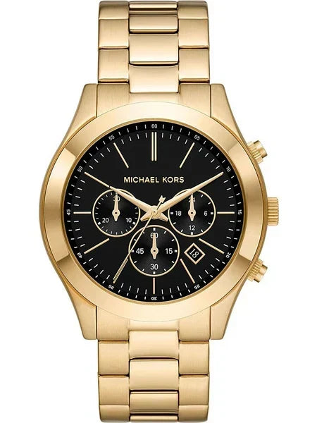  Shop Authentic Michael Kors Slim Runway Chronograph Black Dial Gold Steel Strap Watch For Men - MK1076 - Luxxuri