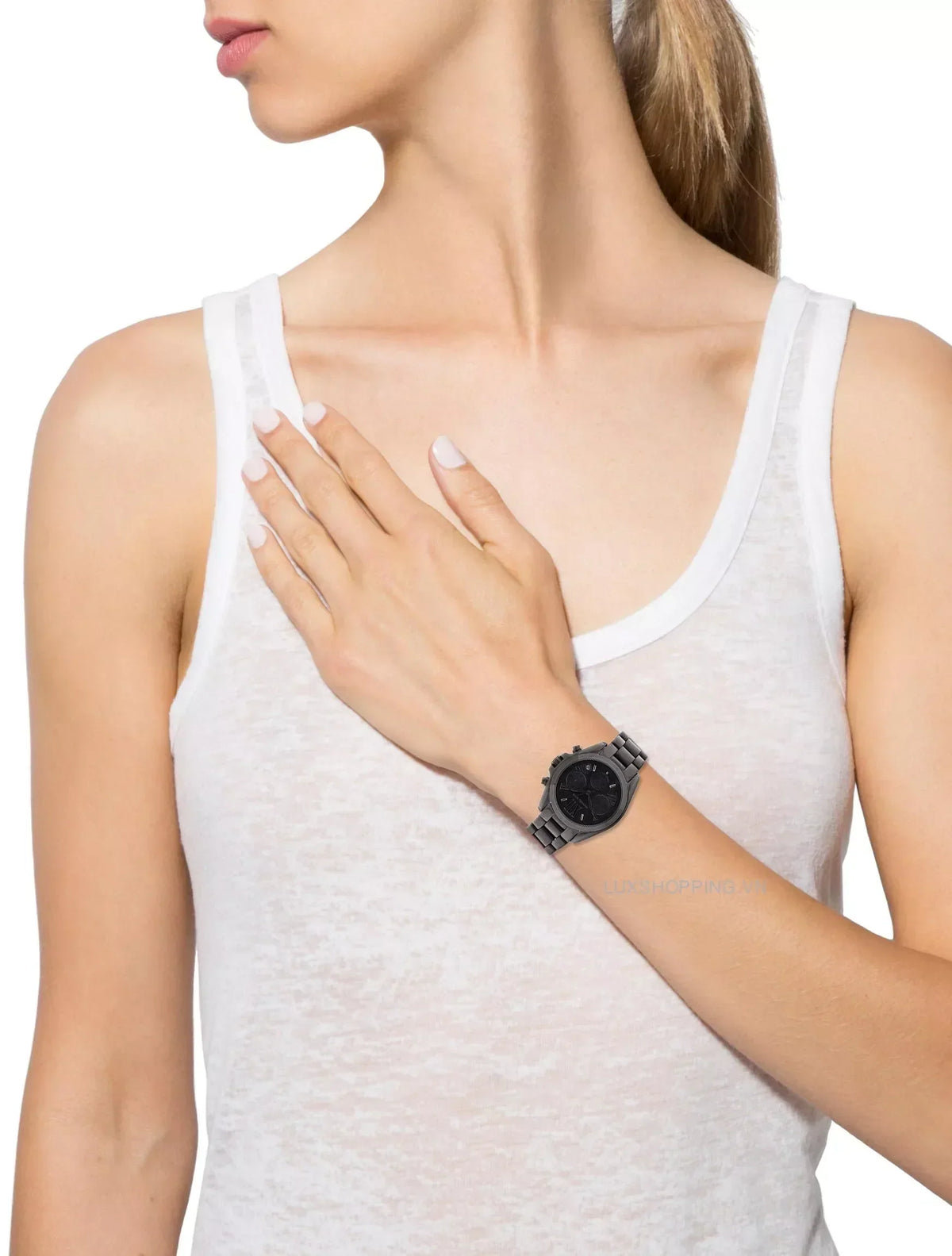  Shop Authentic Michael Kors Bradshaw Chronograph Black Dial Black Steel Strap Watch For Women - MK6058 - Luxxuri