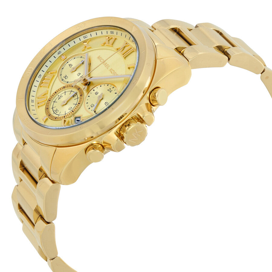  Shop Authentic Michael Kors Brecken Chronograph Gold Dial Gold Steel Strap Watch For Women - MK6366 - Luxxuri