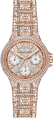  Shop Authentic Michael Kors Camille Multifunction Crystals Rose Gold Dial Rose Gold Steel Strap Watch For Women - MK6997 - Luxxuri