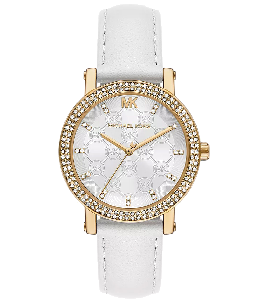  Shop Authentic Michael Kors Corey Three Hand White Dial White Leather Strap Watch For Women - MK2985 - Luxxuri