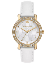  Shop Authentic Michael Kors Corey Three Hand White Dial White Leather Strap Watch For Women - MK2985 - Luxxuri