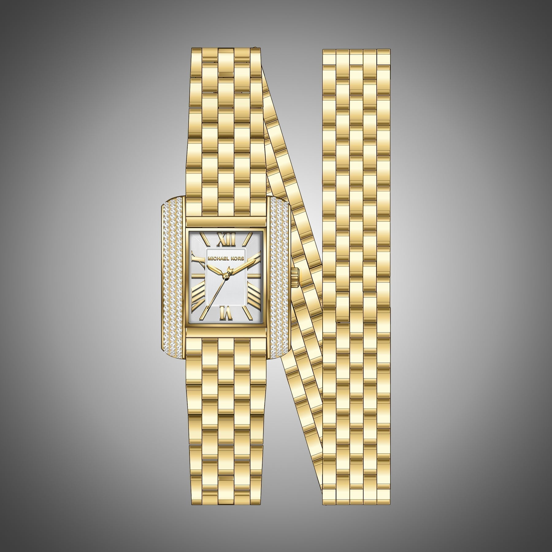  Shop Authentic Michael Kors Emery Pave Double Wrap White Dial Gold Steel Strap Watch for Women - MK4833 - Luxxuri