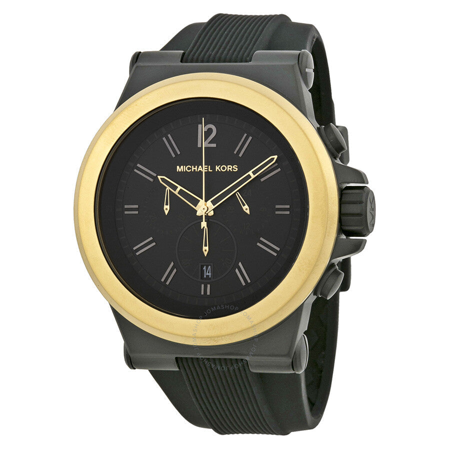  Shop Authentic Michael Kors Dylan Chronograph Quartz Black Dial Black Rubber Strap Watch For Men - MK8383 - Luxxuri
