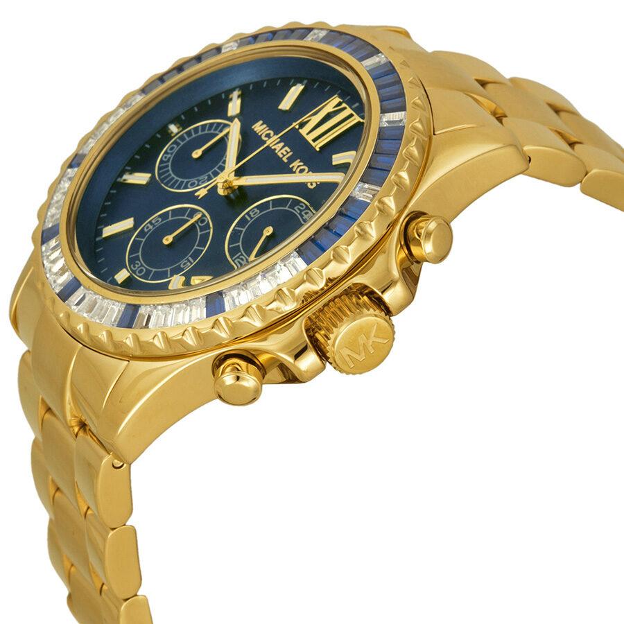 Shop Authentic Michael Kors Everest Chronograph Blue Dial Gold Steel Strap Watch for Women - MK5754 - Luxxuri
