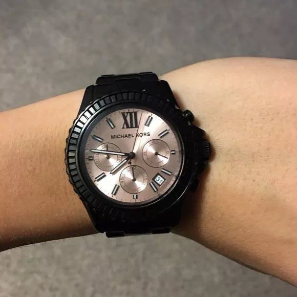  Shop Authentic Michael Kors Everest Quartz Rose Gold Dial Black Steel Strap Watch For Women - MK5872 - Luxxuri