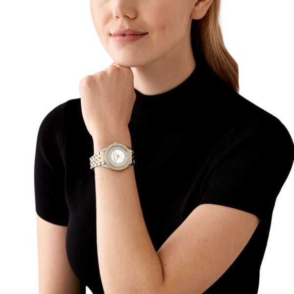  Shop Authentic Michael Kors Harlowe Three-Hand Crystals White Dial Two Tone Steel Strap Watch for Women - MK4811 - Luxxuri