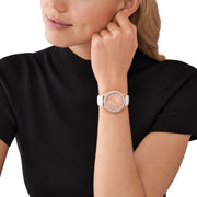  Shop Authentic Michael Kors Harlowe Analog Rose Gold Dial White Leather Strap Watch For Women - MK2989 - Luxxuri