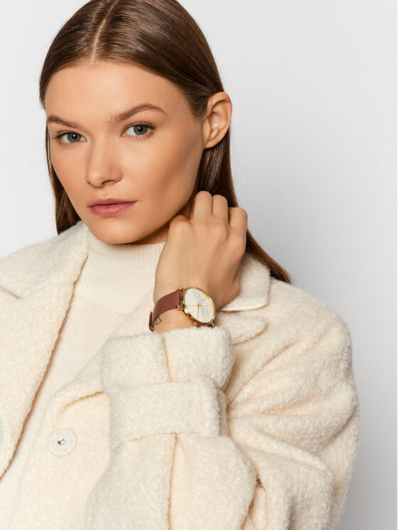  Shop Authentic Michael Kors Pyper Quartz Silver Dial Brown Leather Watch For Women - MK2740 - Luxxuri