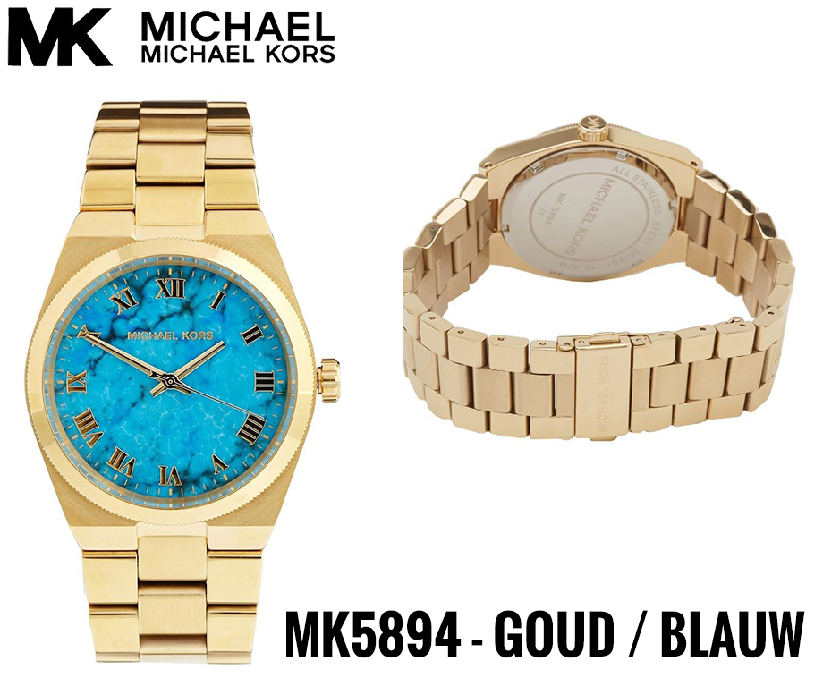  Shop Authentic Michael Kors Channing Turquoise Dial Gold Steel Strap Watch For Women - MK5894 - Luxxuri