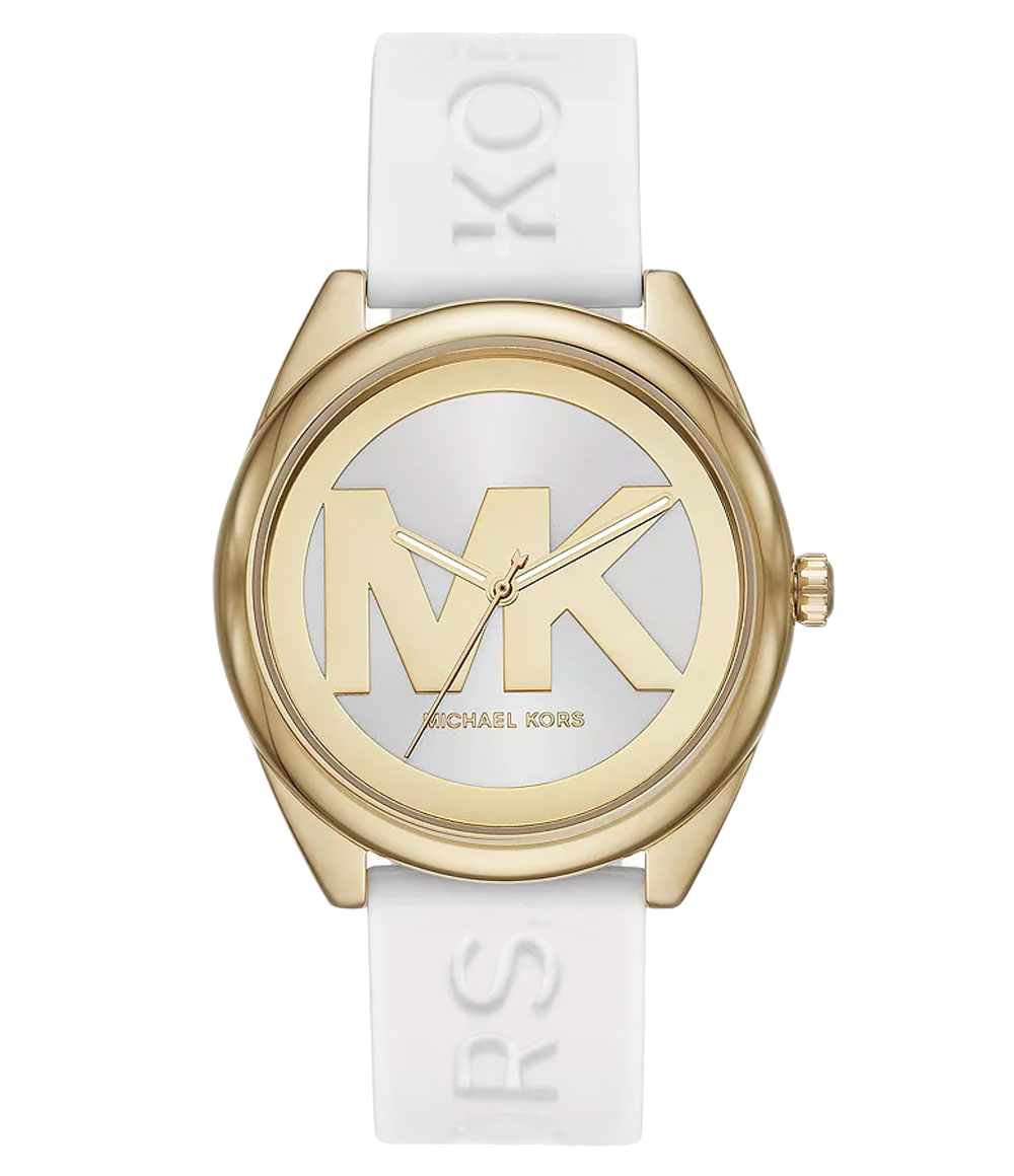  Shop Authentic Michael Kors Janelle Three Hand Silver Dial White Rubber Strap Watch For Women - MK7141 - Luxxuri