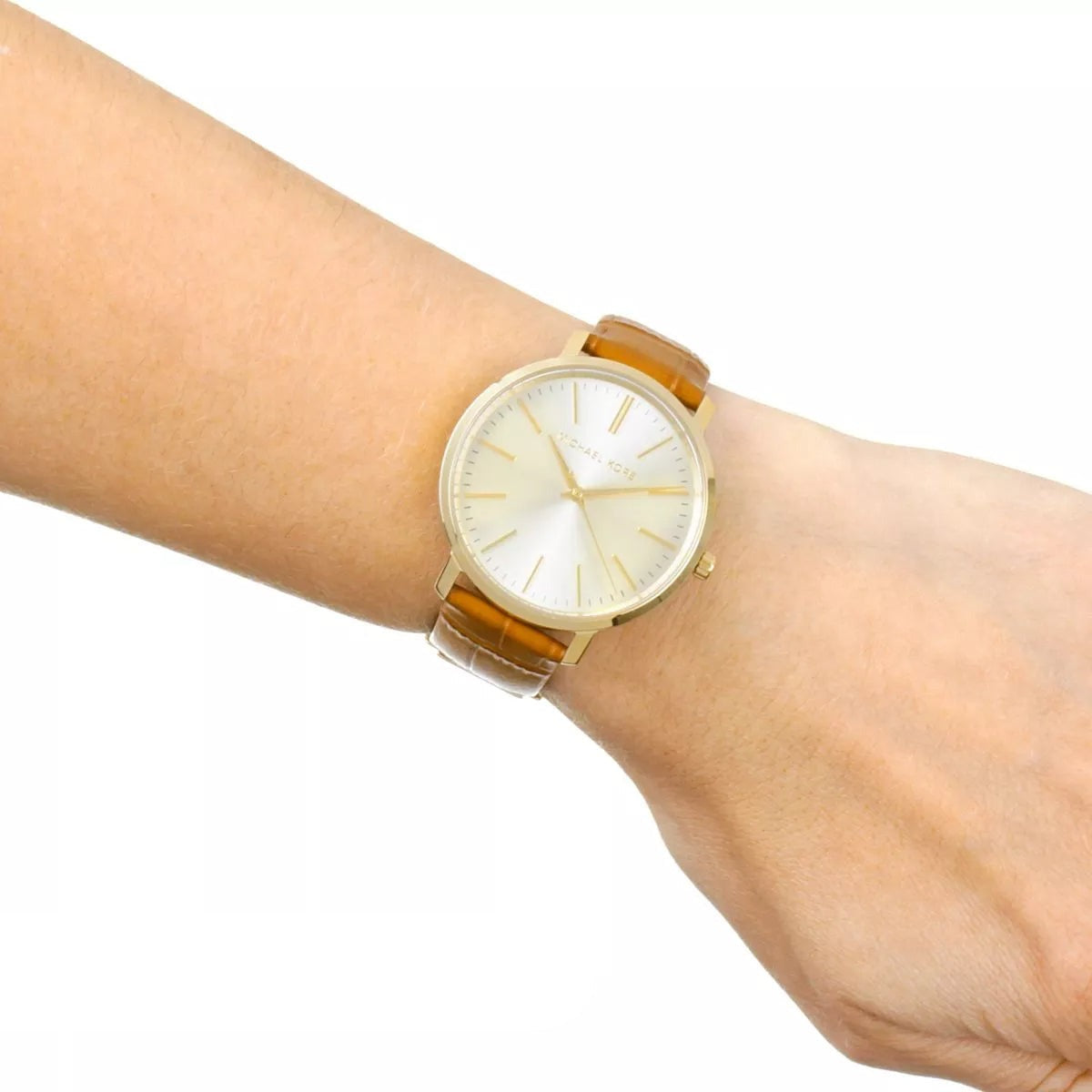  Shop Authentic Michael Kors Jaryn Quartz Gold Dial Brown Leather Strap Watch For Women - MK2496 - Luxxuri