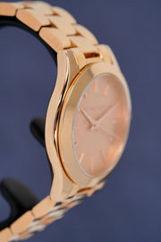  Shop Authentic Michael Kors Mini Slim Runway Chronograph Quartz Rose Gold Dial Rose Gold Steel Strap Watch For Women - MK3205 - Luxxuri