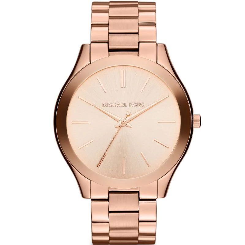  Shop Authentic Michael Kors Mini Slim Runway Chronograph Quartz Rose Gold Dial Rose Gold Steel Strap Watch For Women - MK3205 - Luxxuri