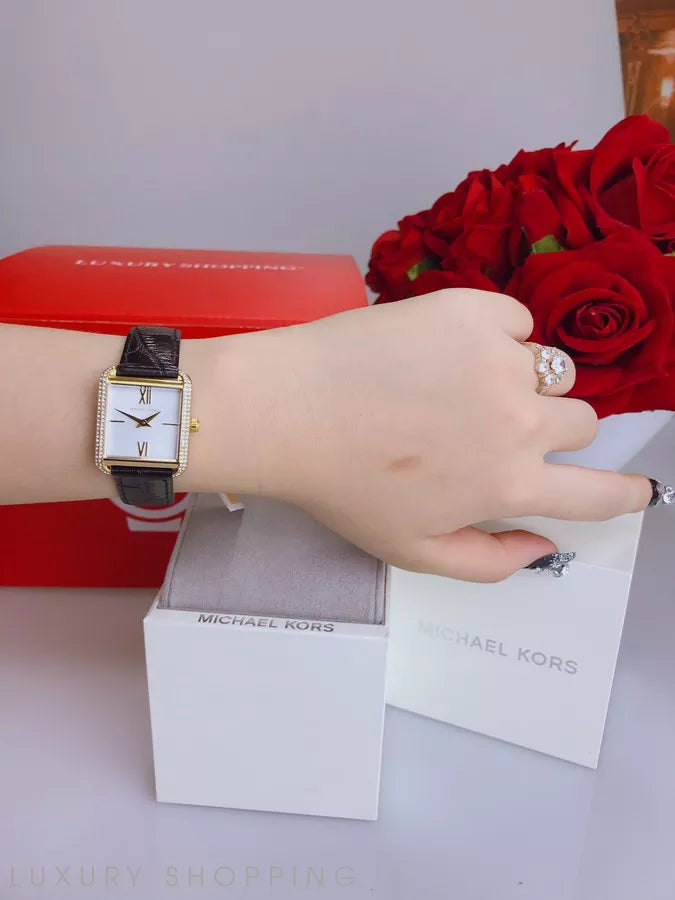  Shop Authentic Michael Kors Lake Quartz White Dial Black Leather Strap Watch For Women - MK2762 - Luxxuri