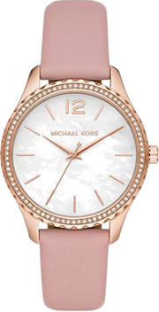  Shop Authentic Michael Kors Layton Three-Hand White Dial Pink Leather Strap Watch for Women - MK2909 - Luxxuri