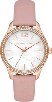  Shop Authentic Michael Kors Layton Three-Hand White Dial Pink Leather Strap Watch for Women - MK2909 - Luxxuri