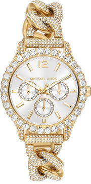  Shop Authentic Michael Kors Layton Multifunction Glitz Silver Dial Gold Steel Strap Watch for Women - MK4653 - Luxxuri