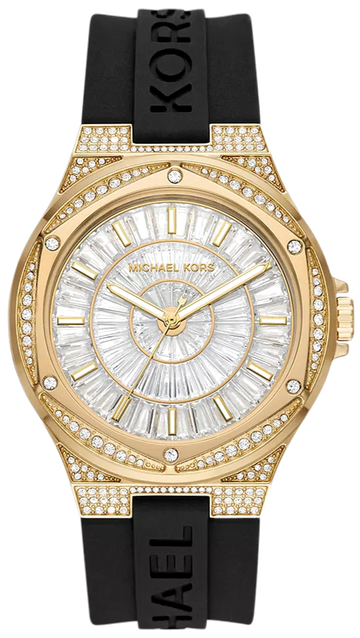  Shop Authentic Michael Kors Lennox Three Hand Crystals Silver Dial Black Silicone Strap Watch For Women - MK7247 - Luxxuri