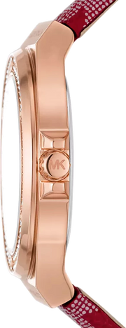  Shop Authentic Michael Kors Lennox Three Hand Silver Dial Red Leather Strap Watch For Women - MK7308 - Luxxuri