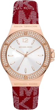  Shop Authentic Michael Kors Lennox Three Hand Silver Dial Red Leather Strap Watch For Women - MK7308 - Luxxuri