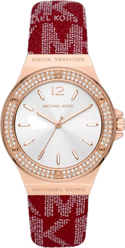  Shop Authentic Michael Kors Lennox Three Hand Silver Dial Red Leather Strap Watch For Women - MK7308 - Luxxuri