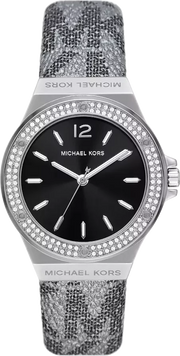  Shop Authentic Michael Kors Lennox Quartz Black Dial Grey Leather Strap Watch For Women - MK7309 - Luxxuri
