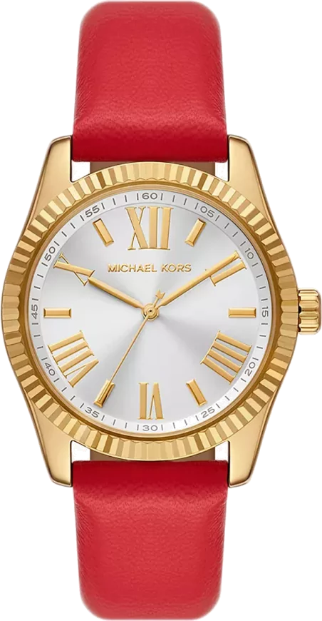  Shop Authentic Michael Kors Lexington Three Hand Red Dial Red Leather Strap Watch For Women - MK4747 - Luxxuri