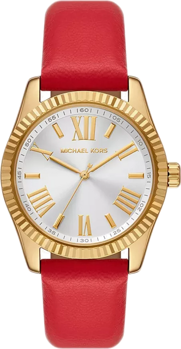 Shop Authentic Michael Kors Lexington Three Hand Red Dial Red Leather Strap Watch For Women - MK4747 - Luxxuri