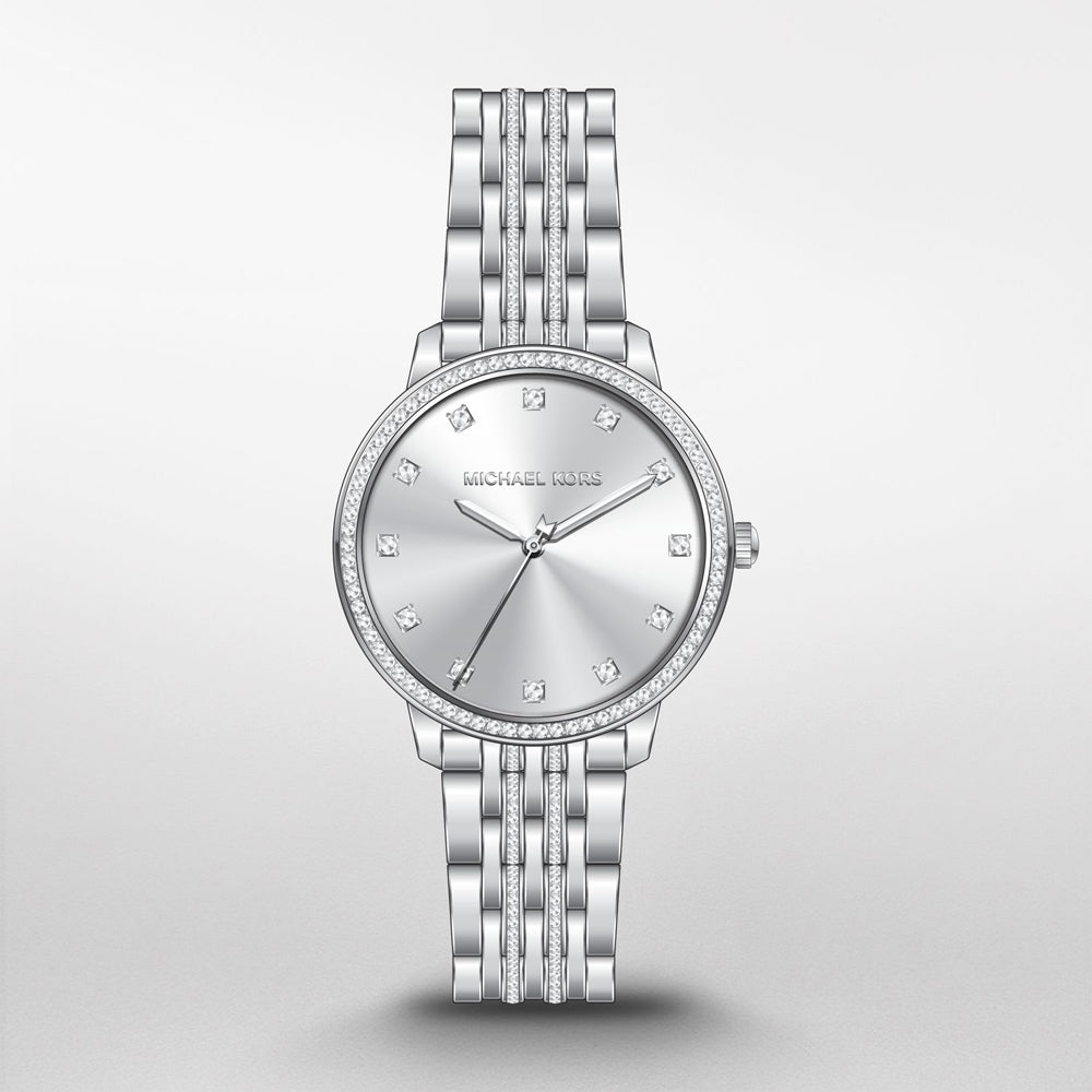  Shop Authentic Michael Kors Melissa Quartz Silver Dial Silver Steel Strap Watch for Women - MK4367 - Luxxuri
