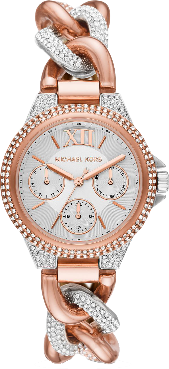  Shop Authentic Michael Kors Camille Pavé Chronograph Silver Dial Two Tone Steel Strap Watch for Women - MK6843 - Luxxuri