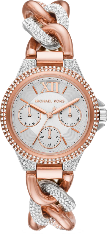  Shop Authentic Michael Kors Camille Pavé Chronograph Silver Dial Two Tone Steel Strap Watch for Women - MK6843 - Luxxuri