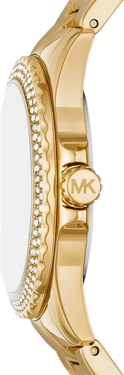  Shop Authentic Michael Kors Everest Three-Hand Mother of Pearl White Dial Gold Steel Strap Watch For Women - MK7363 - Luxxuri