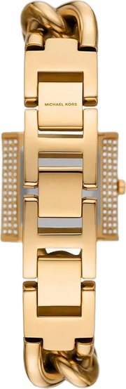  Shop Authentic Michael Kors Chain Lock Pave Gold Dial Gold Steel Strap Watch For Women - MK4711 - Luxxuri
