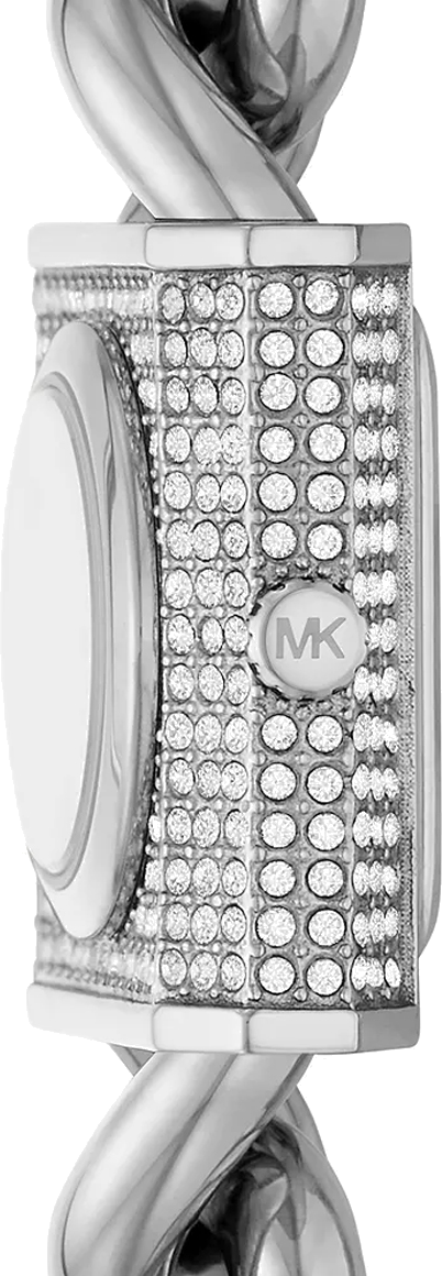  Shop Authentic Michael Kors Chain Lock Pave Silver Dial Silver Steel Strap Watch For Women - MK4718 - Luxxuri